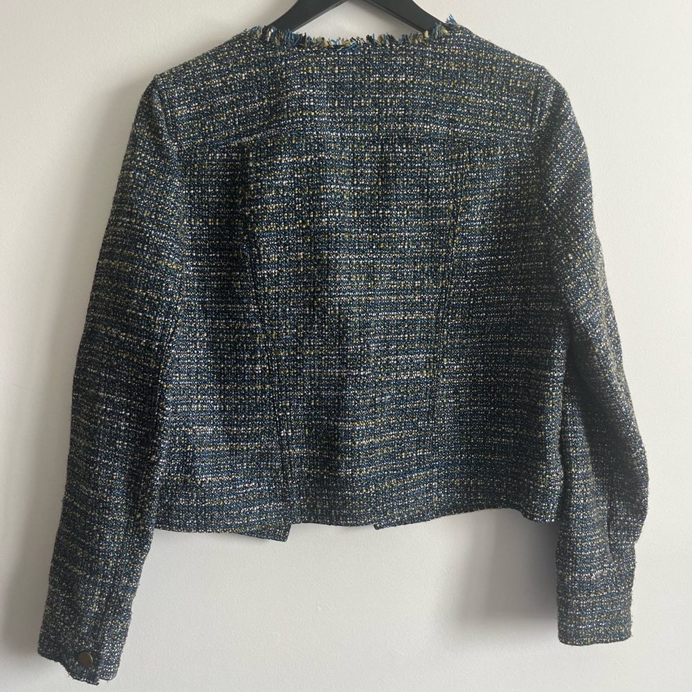 QMack Navy Multicolor Tweed Crop Jacket - Picture 2 of 6